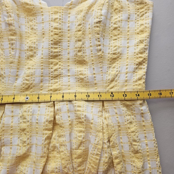 Lilly Pulitzer Butter Yellow Plaid Strapless Dress Pleated Cotton Preppy Size 10 - Picture 8 of 11